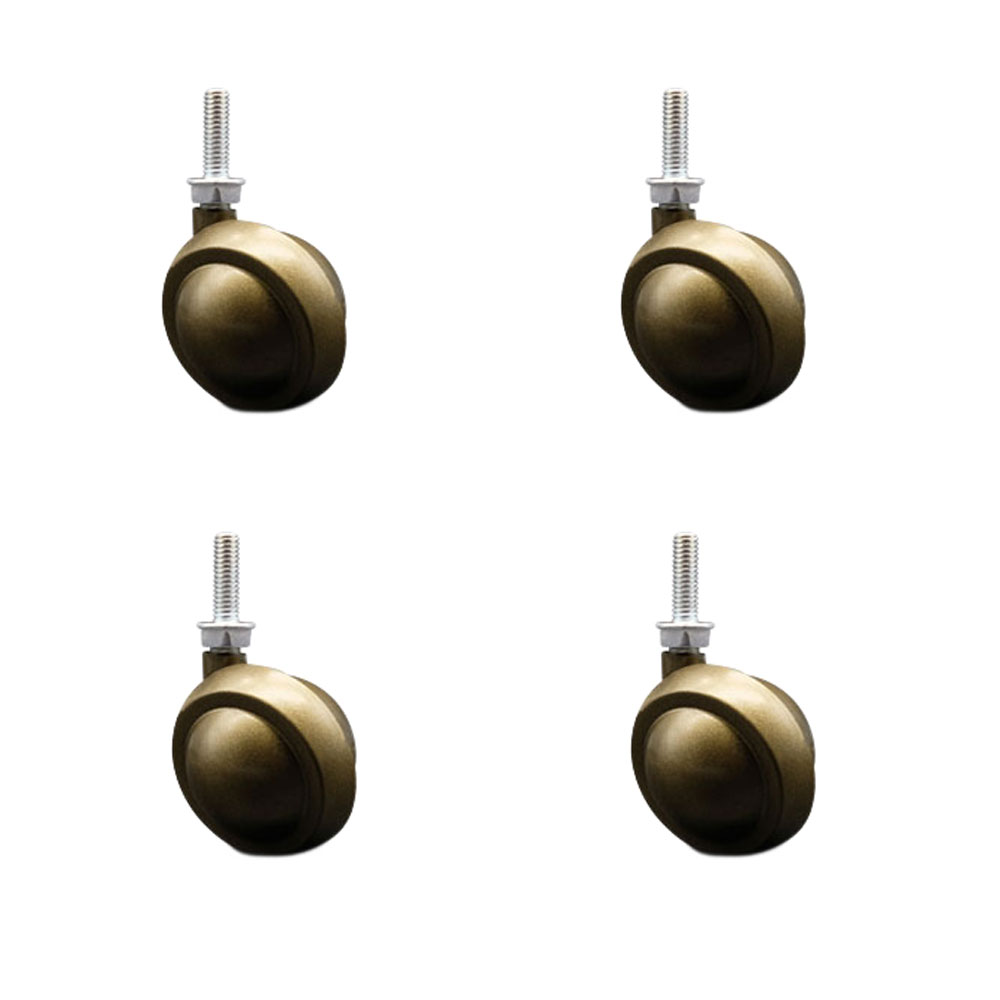 2 Inch Swivel Metal Ball Caster Wheels for Furniture - Windsor Antique Brass Finish Stem Casters with 5/16 Inch - 18 TPI x 1 Inch Threaded Stem-300lbs. Total Capacity - Set of 4 - Service Caster Brand — photo 1