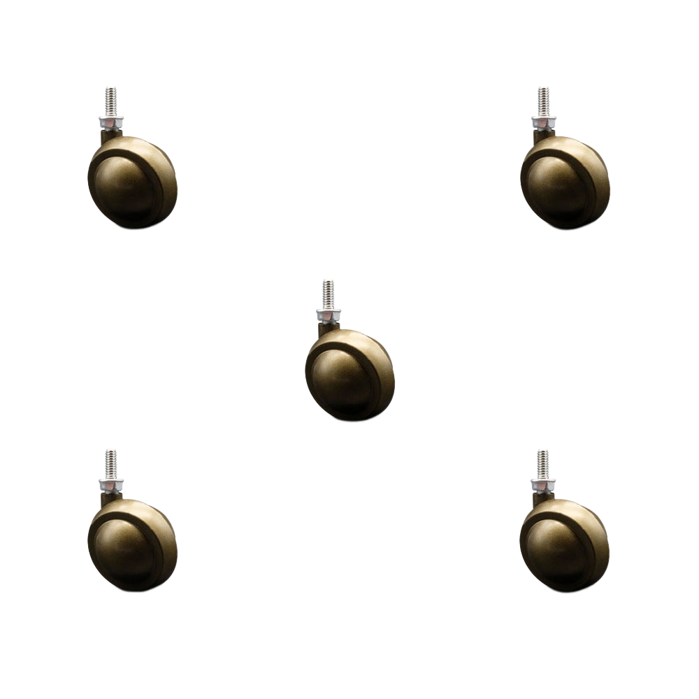 2 Inch Swivel Metal Ball Caster Wheels for Furniture-Windsor Antique Brass Finish Stem Casters with 5/16 Inch - 18 TPI x 1/2 Inch Threaded Stem-375lbs. Total Capacity-Set of 5 - Service Caster Brand — photo 1