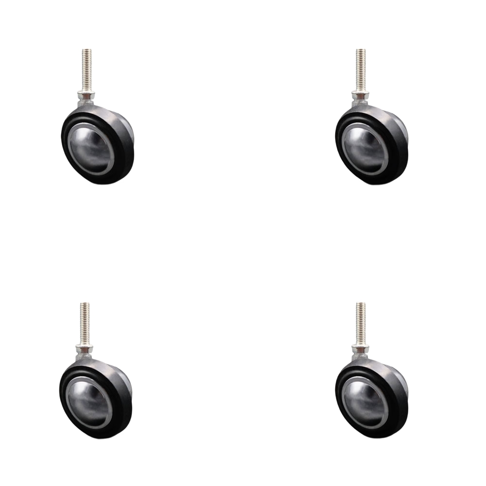 2-1/4 Inch Swivel Metal with Soft Rubber Tread Ball Caster Wheels for Furniture - Bright Chrome Finish Stem Casters with 3/8 Inch - 16 TPI x 1-1/2 Inch Threaded Stem - Set of 4 - Service Caster Brand — photo 1