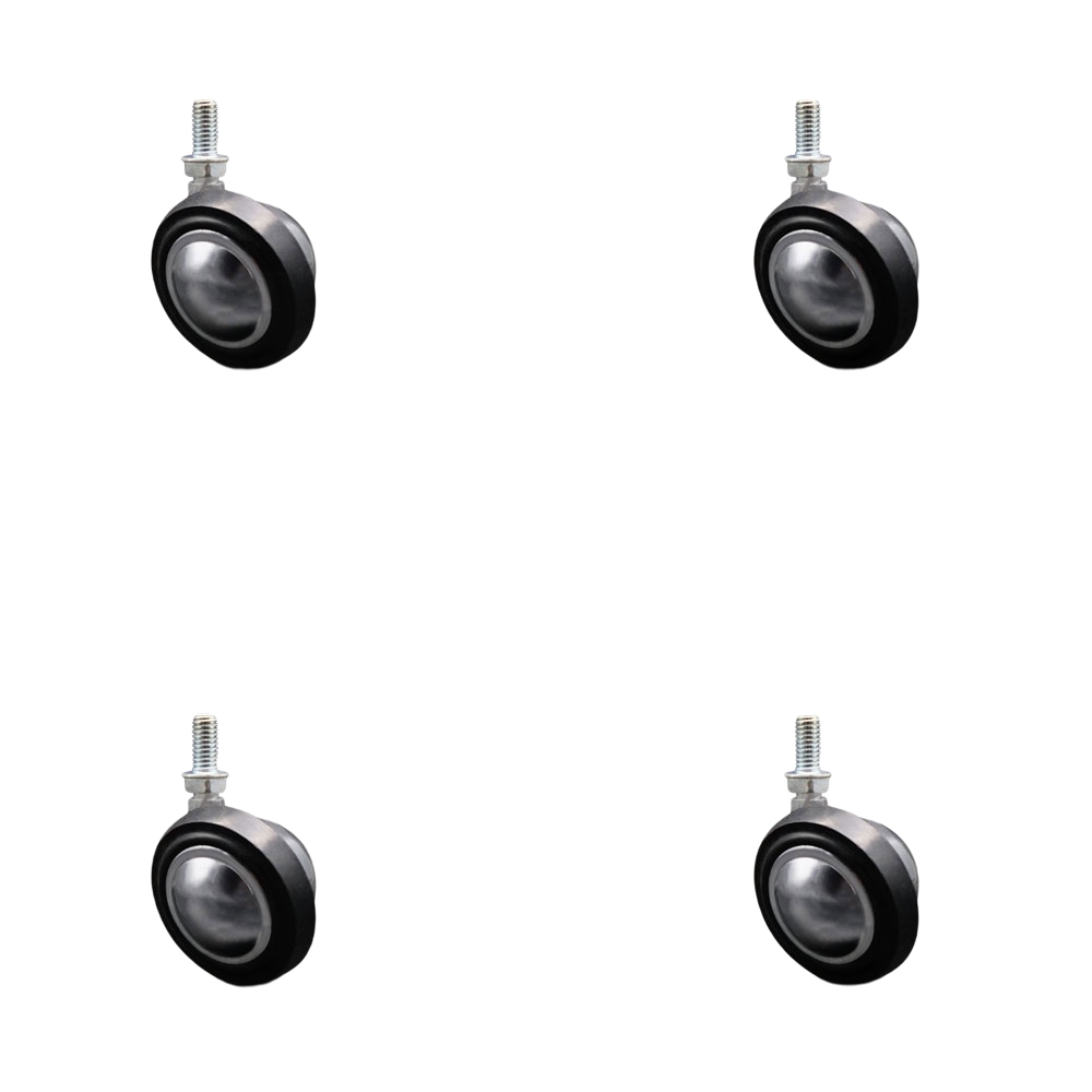 2-1/4 Inch Swivel Metal with Soft Rubber Tread Ball Caster Wheels for Furniture - Bright Chrome Finish Stem Casters with 3/8 Inch - 16 TPI x 3/4 Inch Threaded Stem - Set of 4 - Service Caster Brand — photo 1