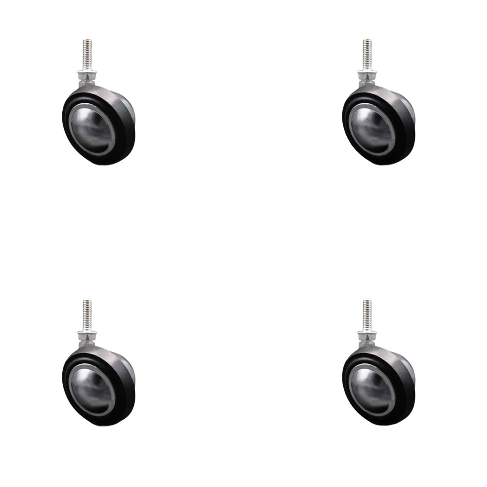 2-1/4 Inch Swivel Metal with Soft Rubber Tread Ball Caster Wheels for Furniture - Bright Chrome Finish Stem Casters with 5/16 Inch - 18 TPI x 1 Inch Threaded Stem - Set of 4 - Service Caster Brand — photo 1