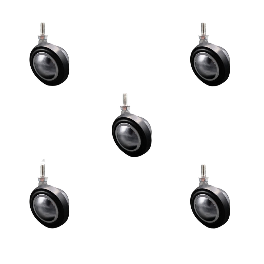2-1/4 Inch Swivel Metal with Soft Rubber Tread Ball Caster Wheels for Furniture - Bright Chrome Finish Stem Casters with 5/16 Inch - 18 TPI x 1/2 Inch Threaded Stem - Set of 5 - Service Caster Brand — photo 1