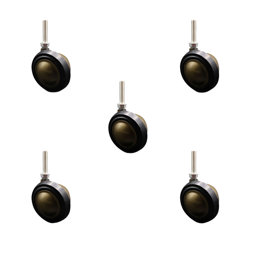 2-1/4 Inch Swivel Metal with Soft Rubber Tread Ball Caster Wheels for Furniture - Windsor Antique Finish Stem Casters with 3/8 Inch - 16 TPI x 1-1/2 Inch Threaded Stem - Set of 5- Service Caster Brand — photo 1