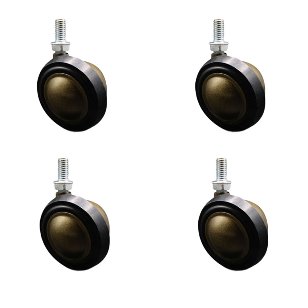 2-1/4 Inch Swivel Metal with Soft Rubber Tread Ball Caster Wheels for Furniture-Windsor Antique Brass Finish Stem Casters with 3/8 Inch - 16 TPI x 3/4 Inch Threaded Stem-Set of 4- Service Caster Brand — photo 1