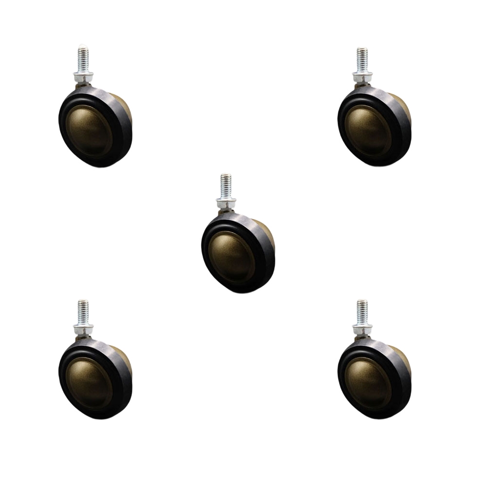 2-1/4 Inch Swivel Metal with Soft Rubber Tread Ball Caster Wheels for Furniture-Windsor Antique Brass Finish Stem Casters with 3/8 Inch - 16 TPI x 3/4 Inch Threaded Stem-Set of 5- Service Caster Brand — photo 1
