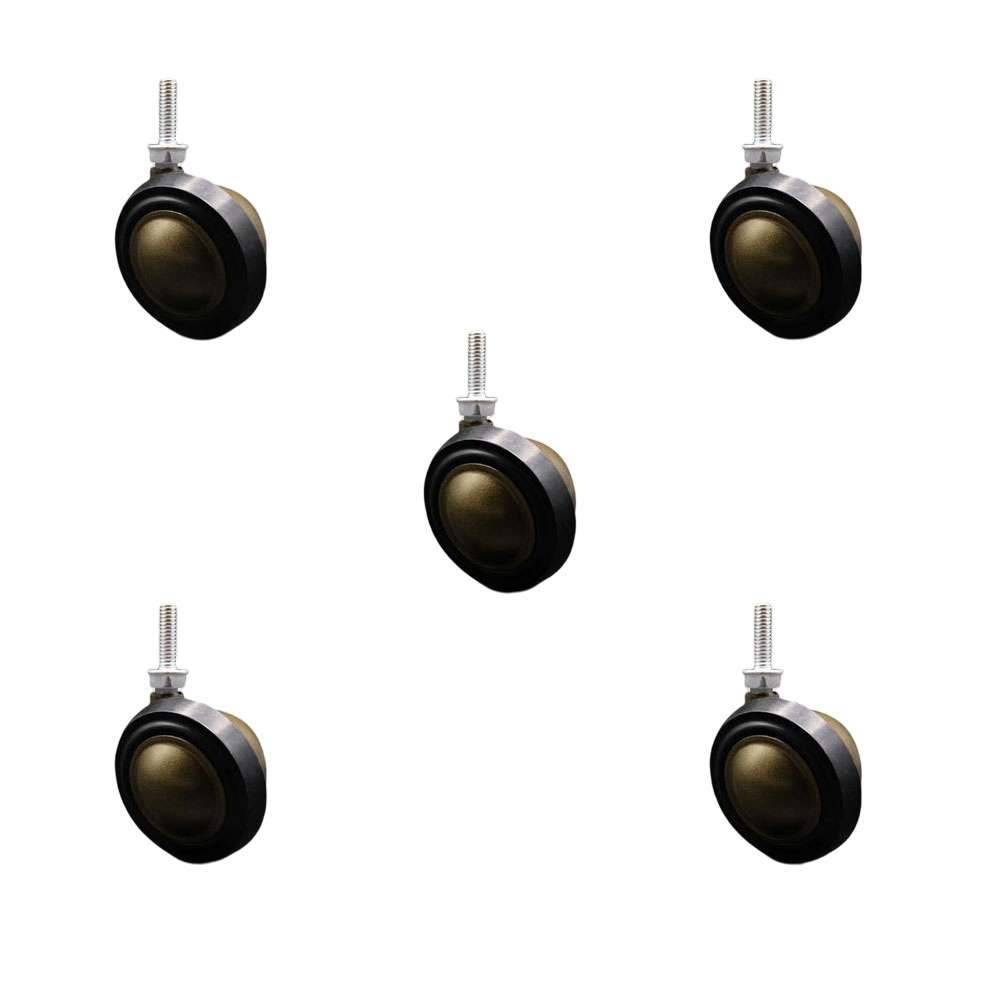 2-1/4 Inch Swivel Metal with Soft Rubber Tread Ball Caster Wheels for Furniture-Windsor Antique Brass Finish Stem Casters with 5/16 Inch - 18 TPI x 1 Inch Threaded Stem-Set of 5 - Service Caster Brand — photo 1