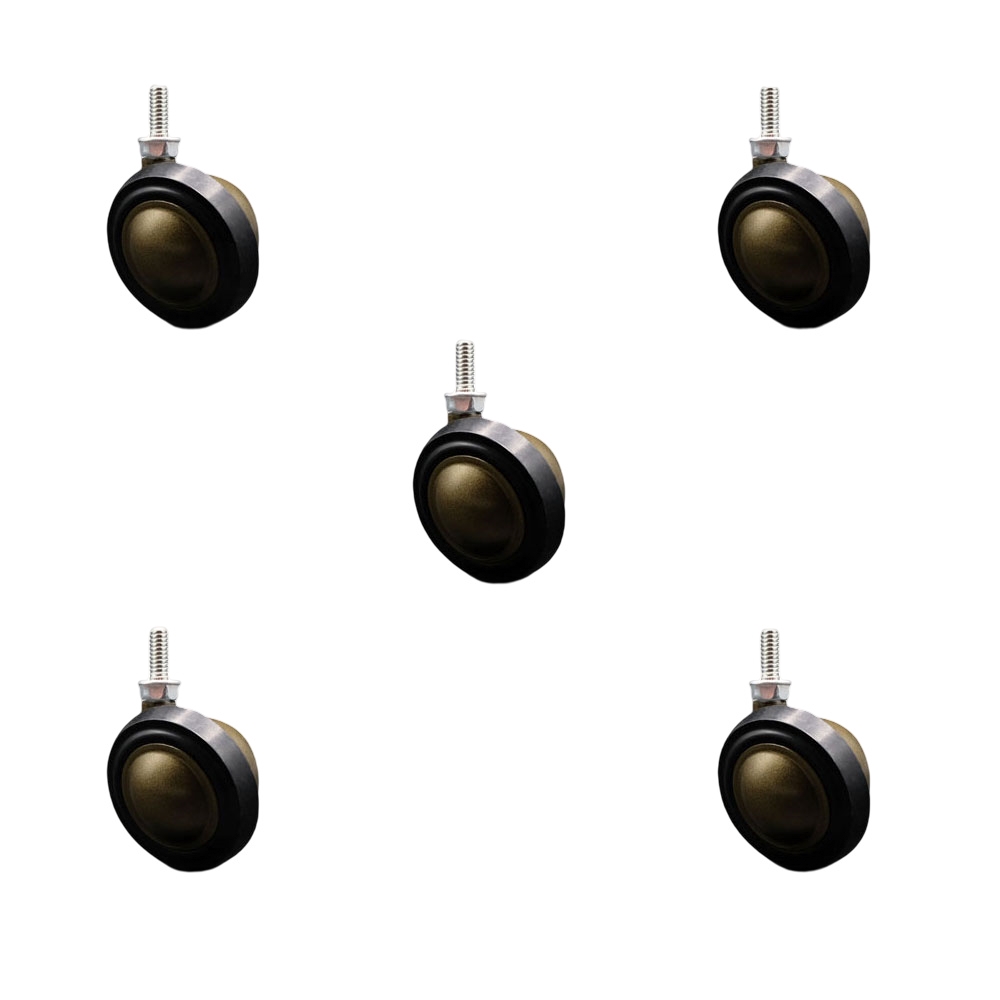 2-1/4 Inch Swivel Metal with Soft Rubber Tread Ball Caster Wheels for Furniture - Windsor Antique Finish Stem Casters with 5/16 Inch - 18 TPI x 1/2 Inch Threaded Stem - Set of 5 - Service Caster Brand — photo 1