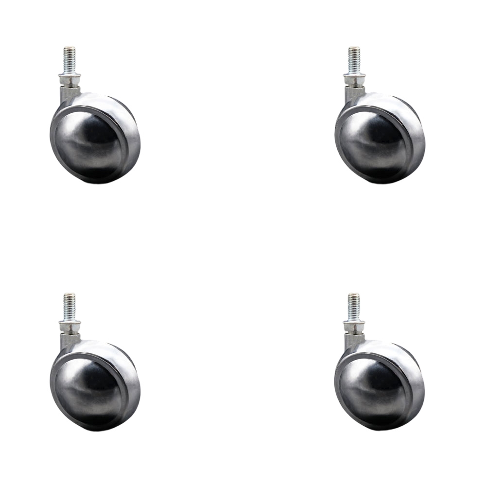 2-1/2 Inch Swivel Metal Ball Caster Wheels for Furniture - Bright Chrome Finish Stem Casters with 3/8 Inch - 16 TPI x 3/4 Inch Threaded Stem - 400 lbs. Total Capacity - Set of 4 - Service Caster Brand — photo 1