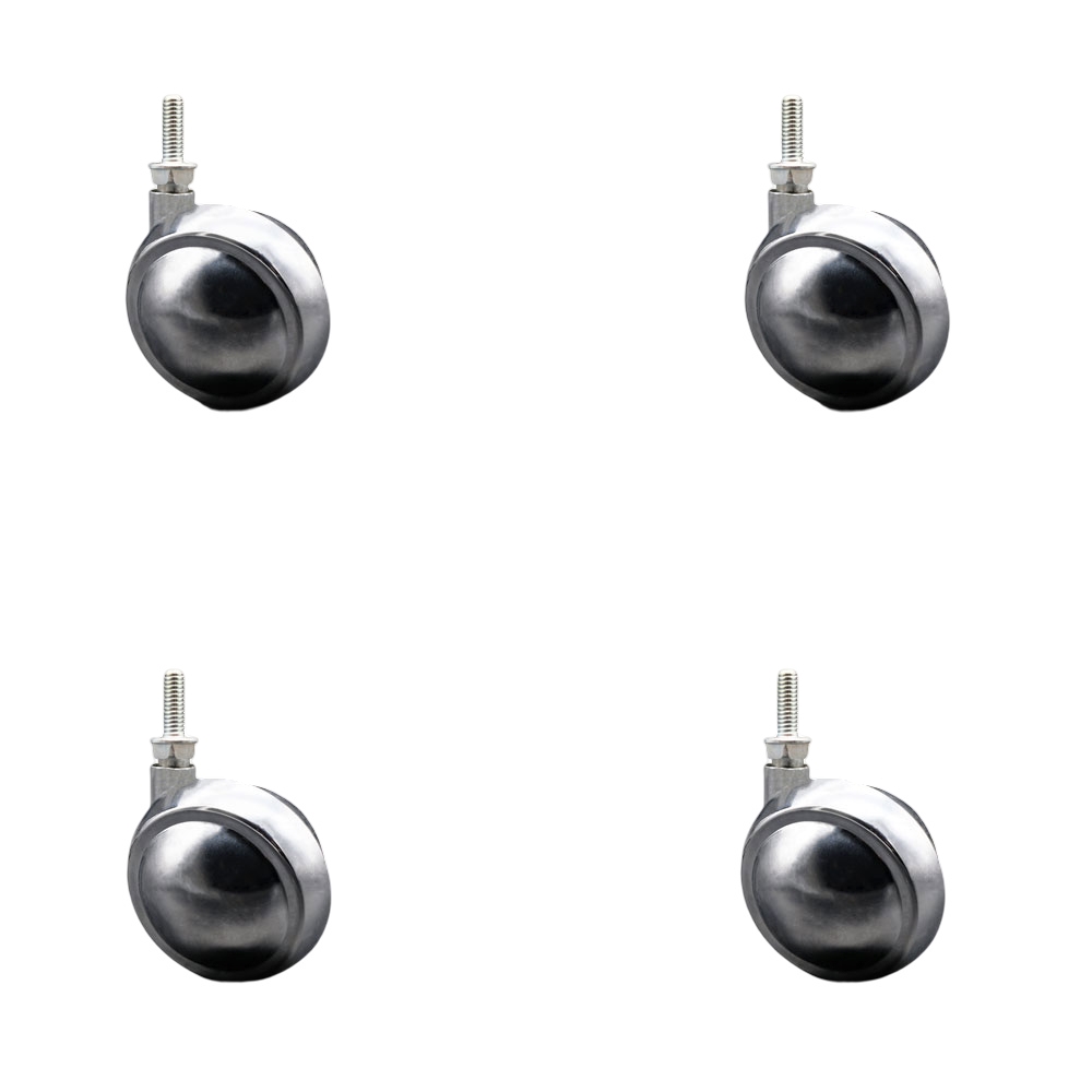 2-1/2 Inch Swivel Metal Ball Caster Wheels for Furniture - Bright Chrome Finish Stem Casters with 5/16 Inch - 18 TPI x 7/8 Inch Threaded Stem - 400 lbs. Total Capacity -Set of 4 - Service Caster Brand — photo 1