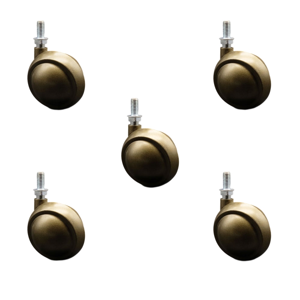 2-1/2 Inch Swivel Metal Ball Caster Wheels for Furniture - Windsor Antique Finish Stem Casters with 3/8 Inch - 16 TPI x 3/4 Inch Threaded Stem - 500 lbs. Total Capacity-Set of 5 - Service Caster Brand — photo 1