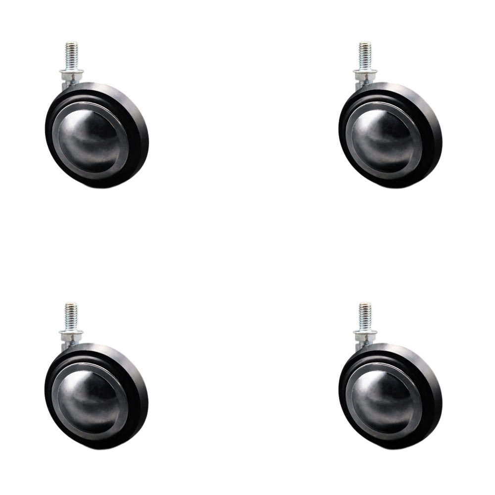 3 Inch Swivel Metal with Soft Rubber Tread Ball Caster Wheels for Furniture - Bright Chrome Finish Stem Casters with 3/8 Inch - 16 TPI x 3/4 Inch Threaded Stem - Set of 4 - Service Caster Brand — photo 1
