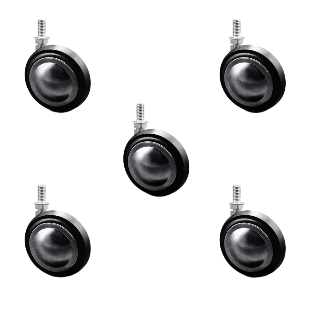 3 Inch Swivel Metal with Soft Rubber Tread Ball Caster Wheels for Furniture - Bright Chrome Finish Stem Casters with 3/8 Inch - 16 TPI x 3/4 Inch Threaded Stem - Set of 5 - Service Caster Brand — photo 1