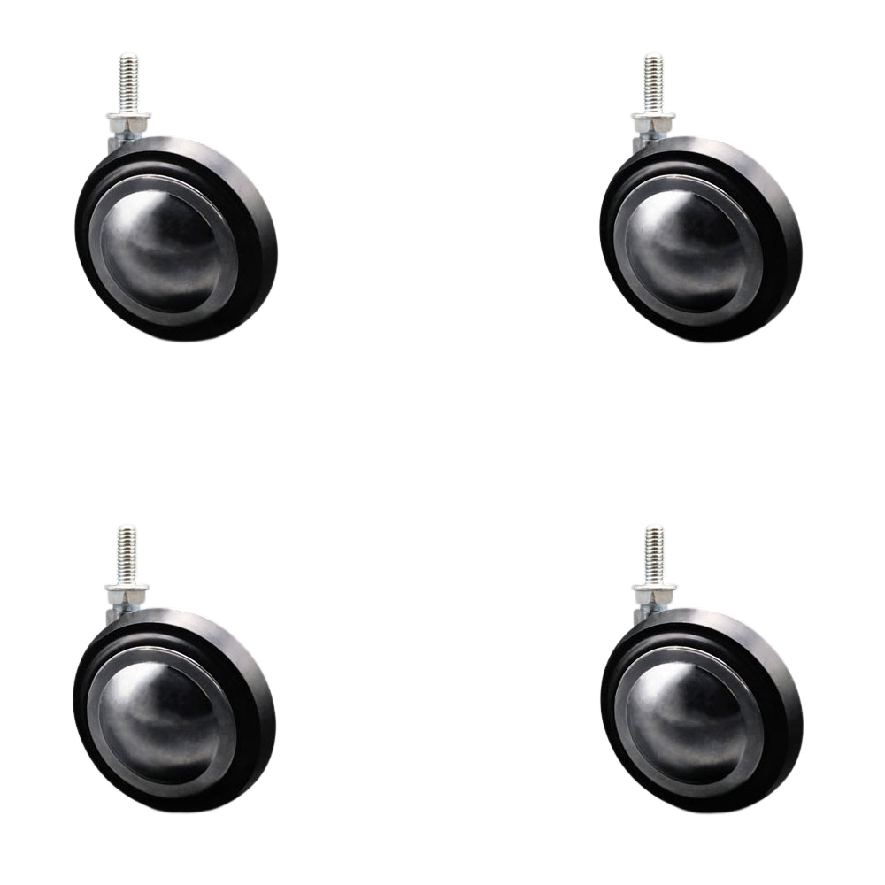 3 Inch Swivel Metal with Soft Rubber Tread Ball Caster Wheels for Furniture - Bright Chrome Finish Stem Casters with 5/16 Inch - 18 TPI x 7/8 Inch Threaded Stem - Set of 4 - Service Caster Brand — photo 1