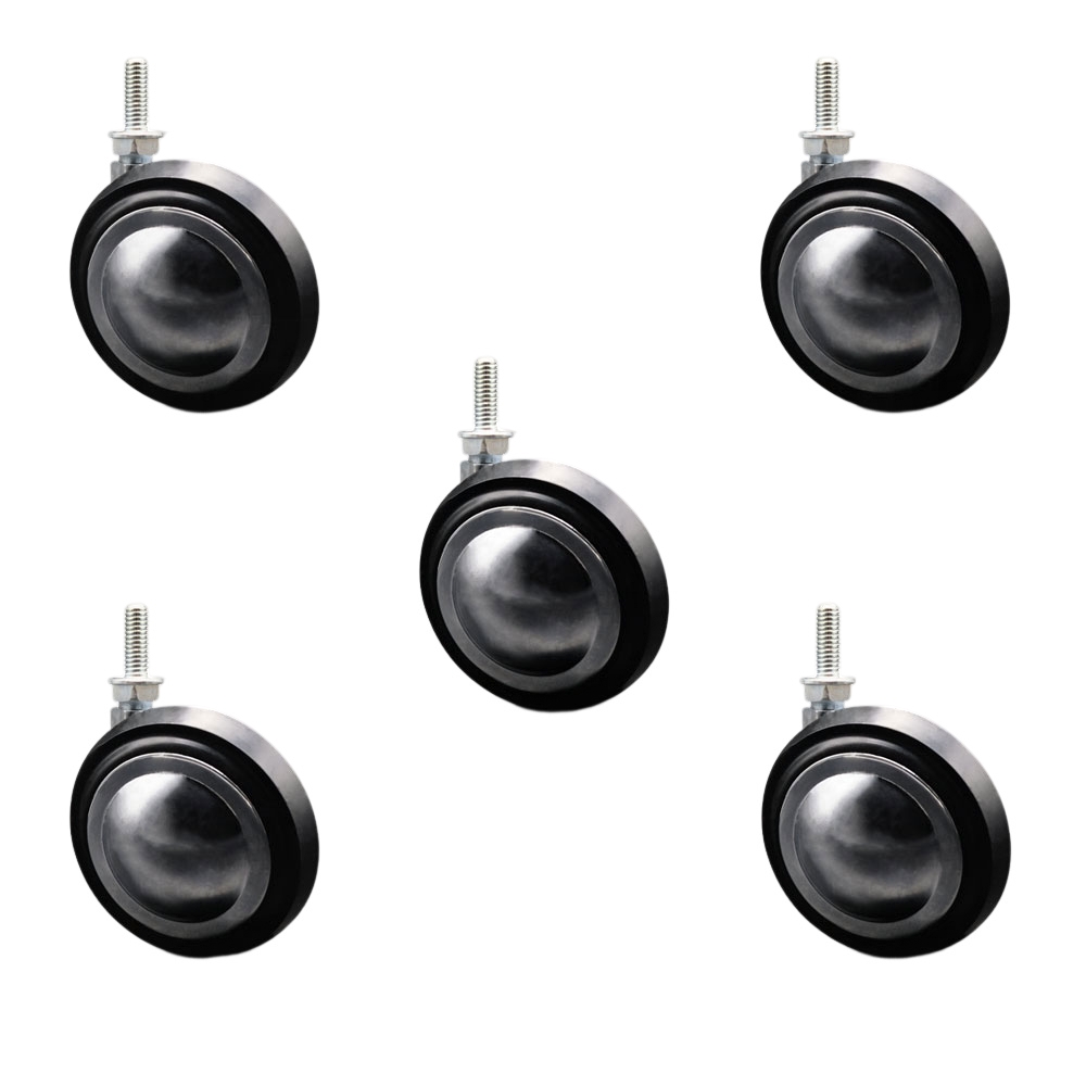 3 Inch Swivel Metal with Soft Rubber Tread Ball Caster Wheels for Furniture - Bright Chrome Finish Stem Casters with 5/16 Inch - 18 TPI x 7/8 Inch Threaded Stem - Set of 5 - Service Caster Brand — photo 1