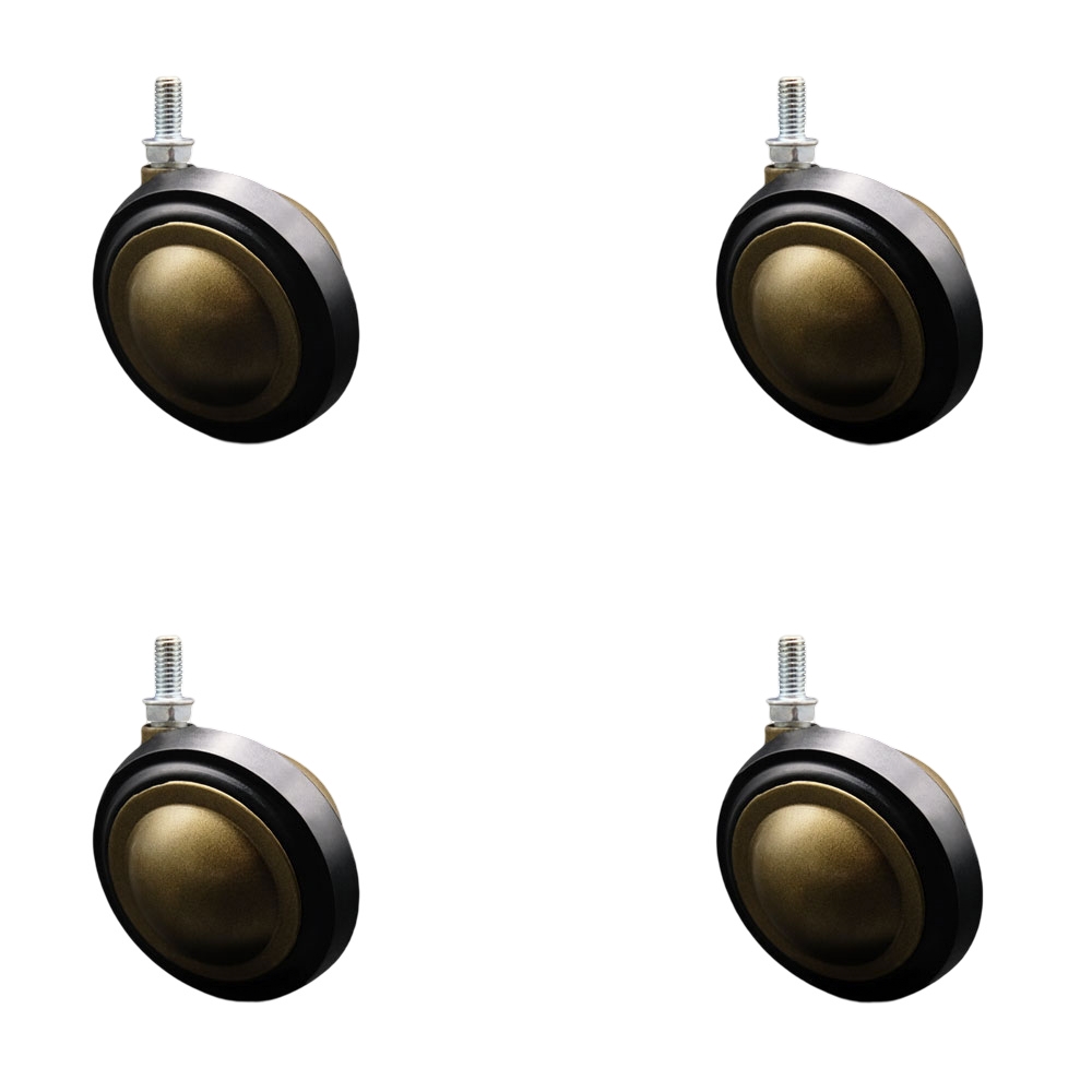 3 Inch Swivel Metal with Soft Rubber Tread Ball Caster Wheels for Furniture - Windsor Anique Brass Finish Stem Casters with 3/8 Inch - 16 TPI x 3/4 Inch Threaded Stem - Set of 4 - Service Caster Brand — photo 1