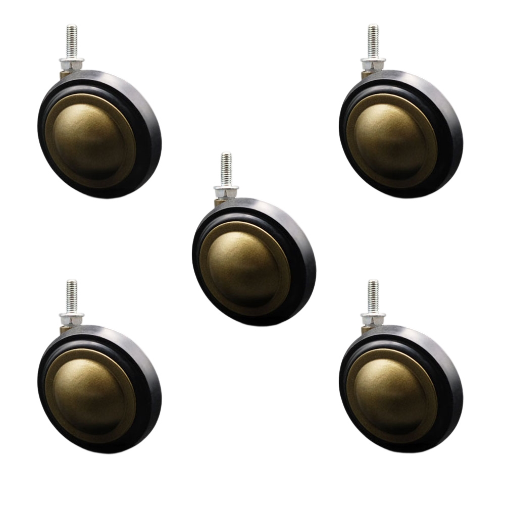 3 Inch Swivel Metal with Soft Rubber Tread Ball Caster Wheels for Furniture - Windsor Anique Brass Finish Stem Casters with 5/16 Inch - 18 TPI x 7/8 Inch Threaded Stem- Set of 5 - Service Caster Brand — photo 1