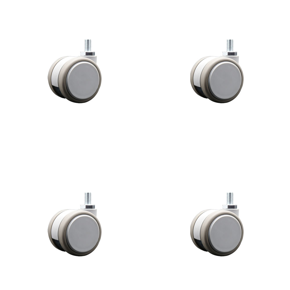 2 Inch MRI Safe Swivel Casters – Quiet Non-Marking Gray Thermoplastic Rubber Twin Wheels – 3/8" - 16 TPI x 3/4" Threaded Stems – 264 lbs. Total Capacity – Set of 4 – Service Caster Brand — photo 1