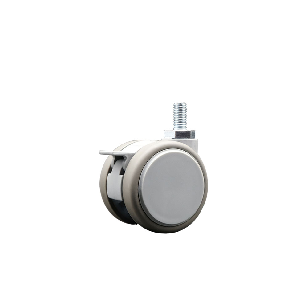 2 Inch MRI Safe Swivel Caster with Brake – Quiet Non-Marking Gray Thermoplastic Rubber Twin Wheels – 3/8" - 16 TPI x 3/4" Threaded Stem – 66 lbs. Capacity Per Caster – Service Caster Brand — photo 1
