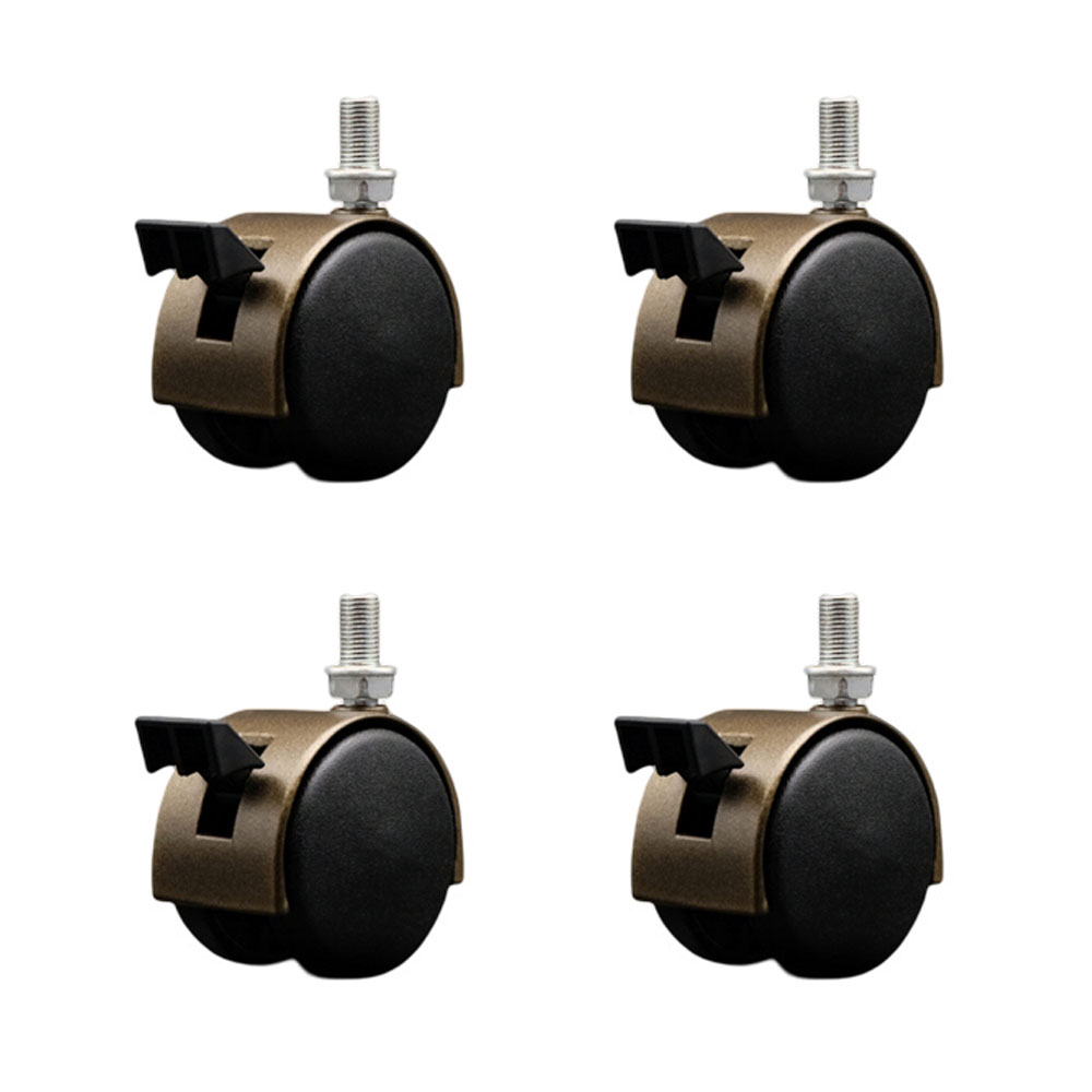 2 Inch Office Chair Wheels – Windsor Antique Metal Hooded Twin Wheel – 3/8 Inch - 24 TPI by 5/8 Inch Threaded Stems and Brakes – 300 lbs. Total Capacity – Set of 4 – Service Caster Brand — photo 1