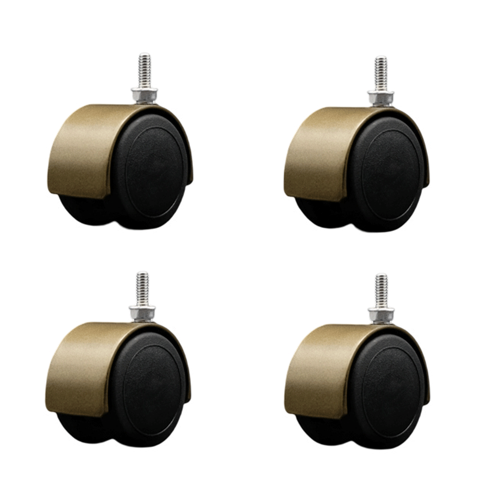 2 Inch Floor Safe Office Chair Wheels – Windsor Antique Metal Hooded Twin Wheel – 1/4" - 20 TPI x 5/8" Threaded Stems – 300 lbs. Total Capacity – Set of 4 – Service Caster Brand — photo 1