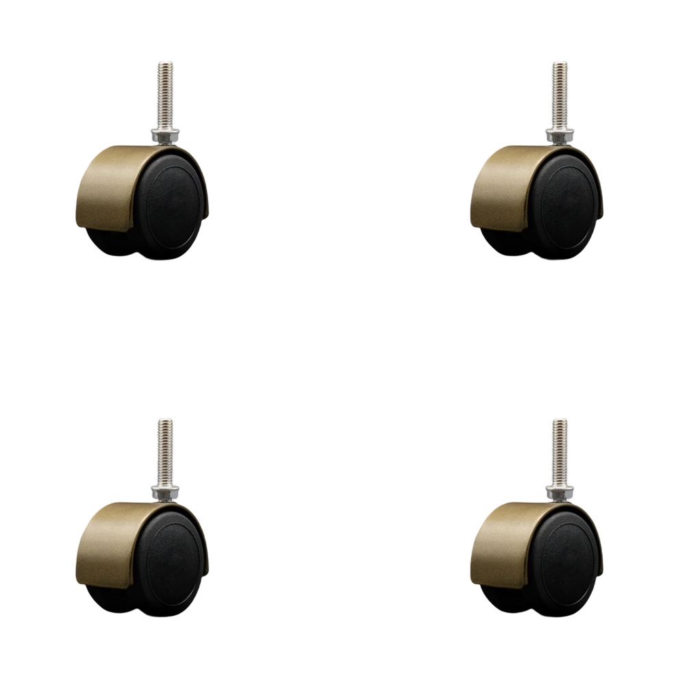 2 Inch Floor Safe Office Chair Wheels – Windsor Antique Metal Hooded Twin Wheel – 3/8" - 16 TPI x 1-1/2" Threaded Stems – 300 lbs. Total Capacity – Set of 4 – Service Caster Brand — photo 1