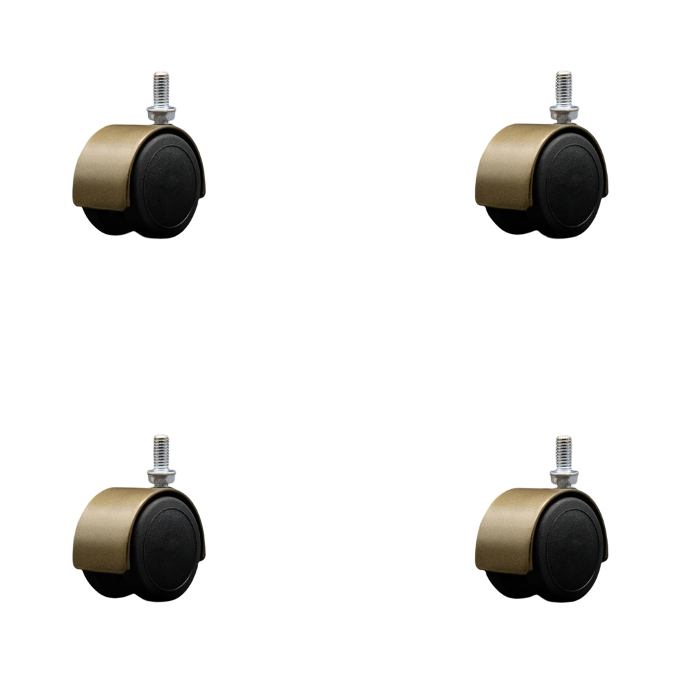 2 Inch Floor Safe Office Chair Wheels – Windsor Antique Metal Hooded Twin Wheel – 3/8" - 16 TPI x 3/4" Threaded Stems – 300 lbs. Total Capacity – Set of 4 – Service Caster Brand — photo 1