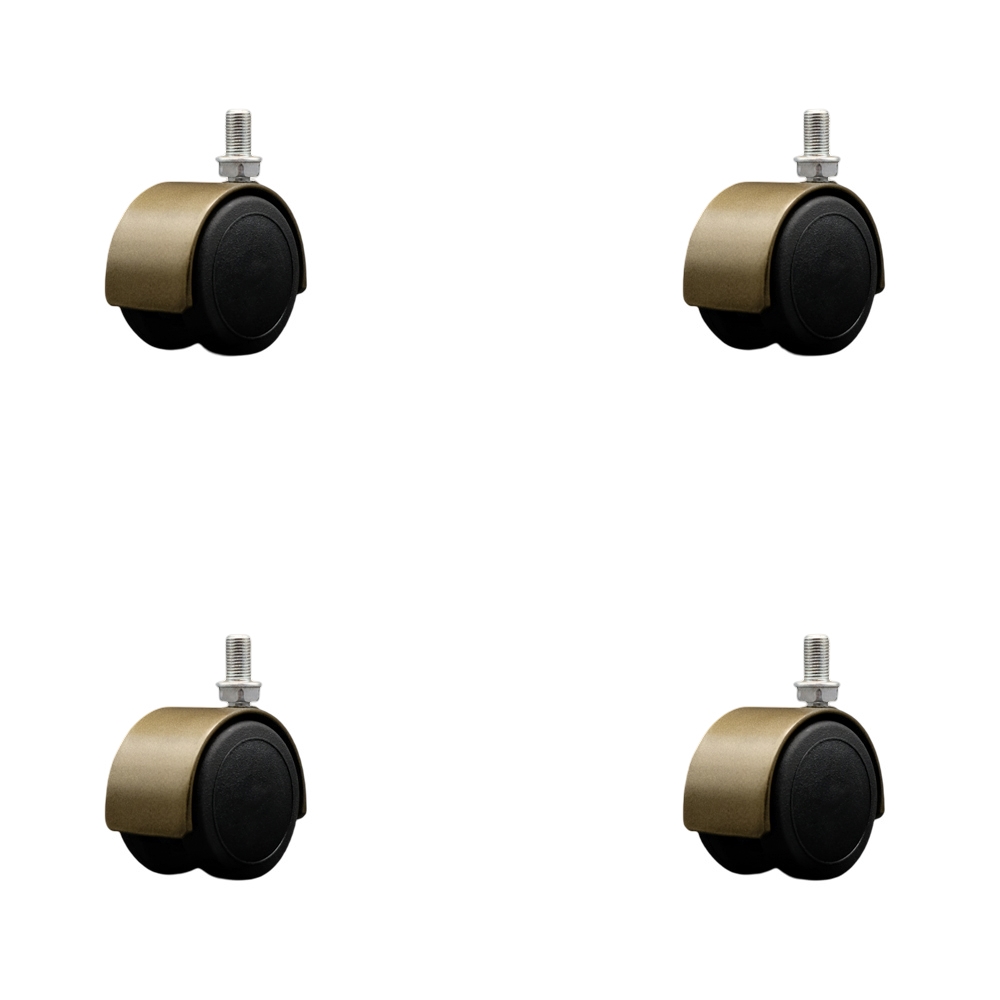 2 Inch Floor Safe Office Chair Wheels – Windsor Antique Metal Hooded Twin Wheel – 3/8" - 24 TPI x 5/8" Threaded Stems – 300 lbs. Total Capacity – Set of 4 – Service Caster Brand — photo 1