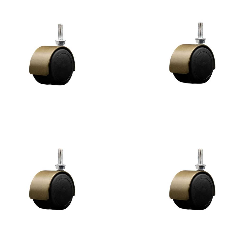 2 Inch Floor Safe Office Chair Wheels – Windsor Antique Metal Hooded Twin Wheel – 5/16" - 18 TPI x 1" Threaded Stems – 300 lbs. Total Capacity – Set of 4 – Service Caster Brand — photo 1