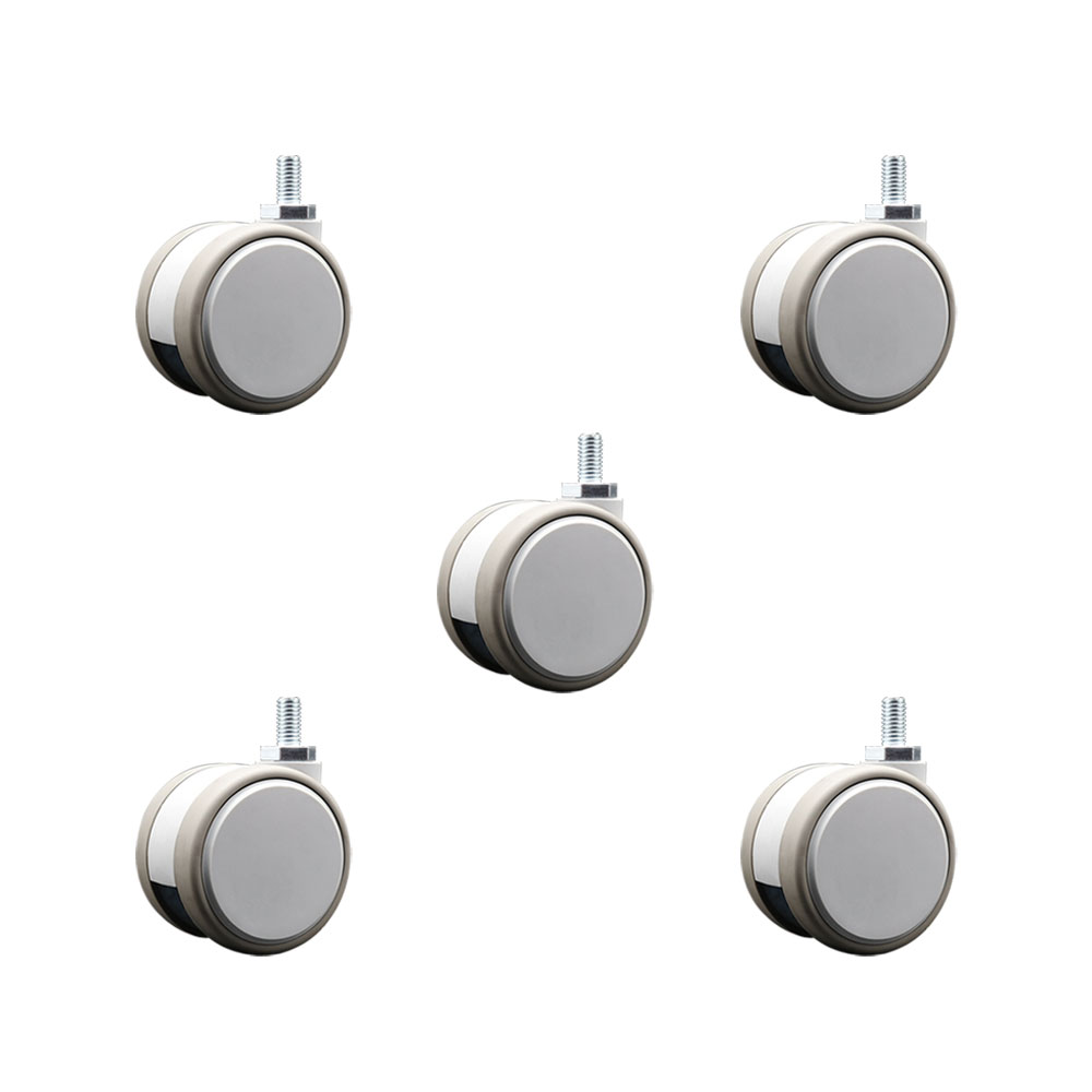 2.375 Inch MRI Safe Swivel Casters – Quiet Non-Marking Gray Thermoplastic Rubber Twin Wheels – 3/8" - 16 TPI x 3/4" Threaded Stems – 330 lbs. Total Capacity – Set of 5 – Service Caster Brand — photo 1