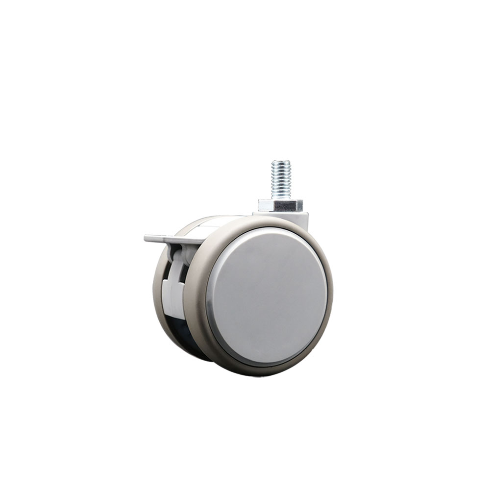2.375 Inch MRI Safe Swivel Caster with Brake – Quiet Non-Marking Gray Thermoplastic Rubber Twin Wheels – 3/8" - 16 TPI x 3/4" Threaded Stem – 66 lbs. Capacity Per Caster – Service Caster Brand — photo 1