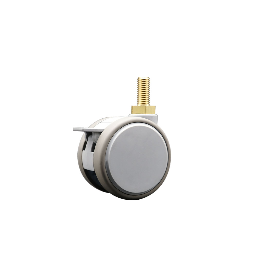 2.375 Inch MRI Safe Swivel Caster with Brake – Quiet Non-Marking Gray Thermoplastic Rubber Twin Wheels – 10mm - 1.50 TPI x 22mm Threaded Stem – 66 lbs. Capacity Per Caster – Service Caster Brand — photo 1