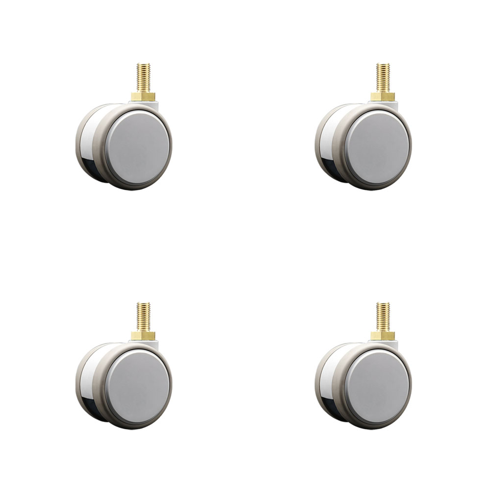 2.375 Inch MRI Safe Swivel Casters – Quiet Non-Marking Gray Thermoplastic Rubber Twin Wheels – 12mm - 1.75 TPI x 22mm Threaded Stems – 264 lbs. Total Capacity – Set of 4 – Service Caster Brand — photo 1