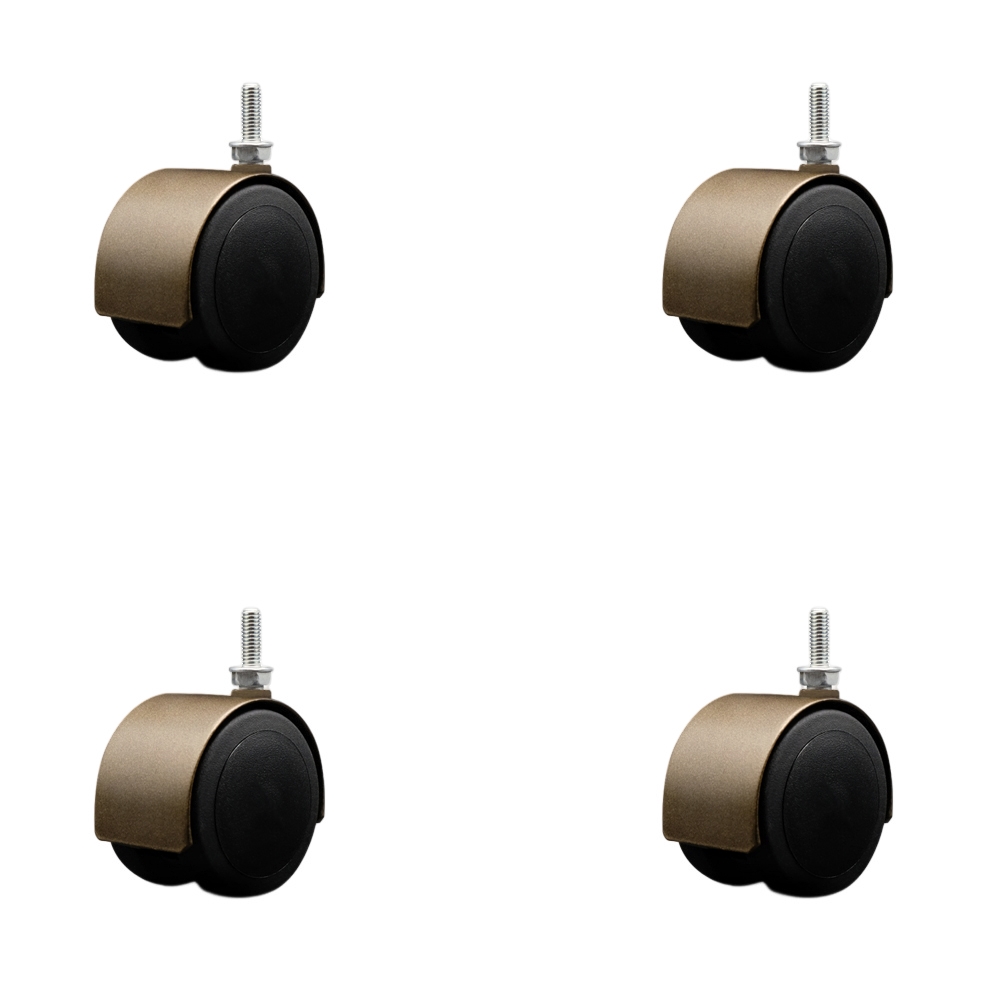 2-3/8 Inch Floor Safe Office Chair Wheels – Windsor Antique Metal Hooded Twin Wheel – 5/16" - 18 TPI x 7/8" Threaded Stems – 400 lbs. Total Capacity – Set of 4 – Service Caster Brand — photo 1