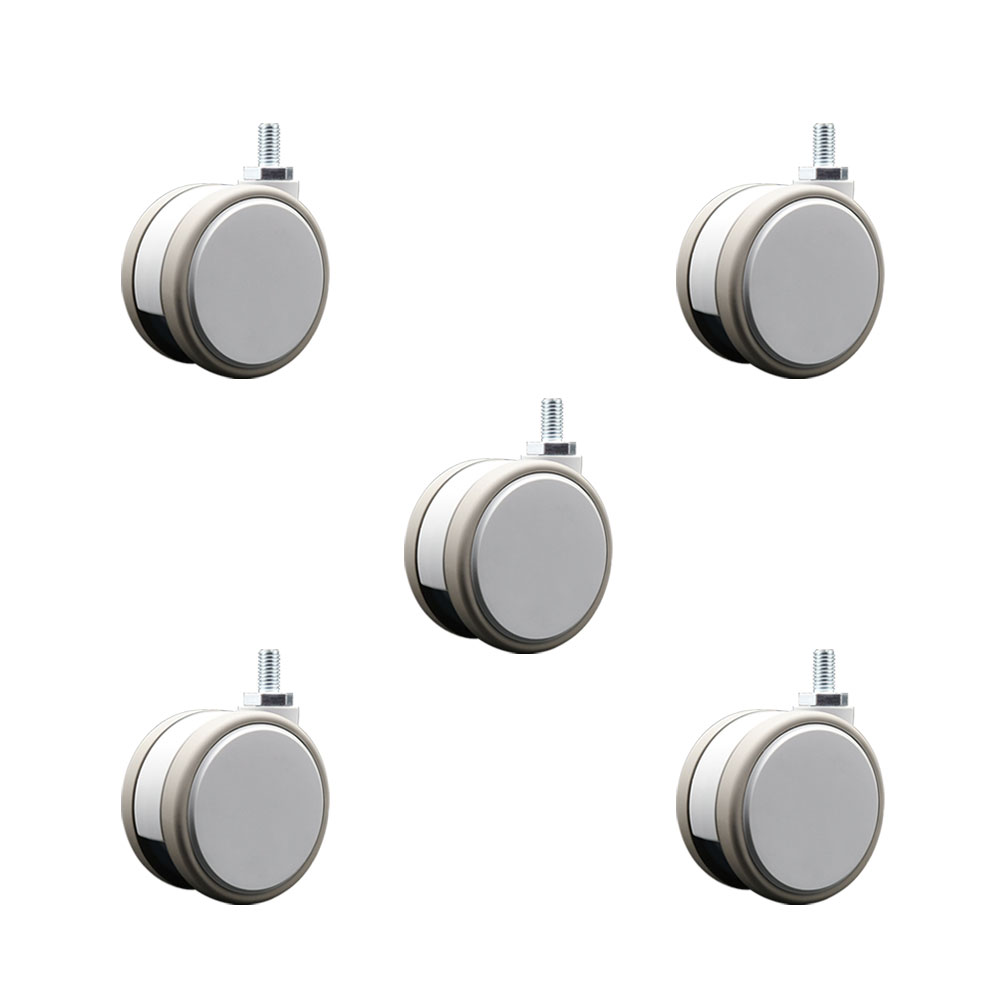 3 Inch MRI Safe Swivel Casters – Quiet Non-Marking Gray Thermoplastic Rubber Twin Wheels – 3/8" - 16 TPI x 3/4" Threaded Stems – 330 lbs. Total Capacity – Set of 5 – Service Caster Brand — photo 1