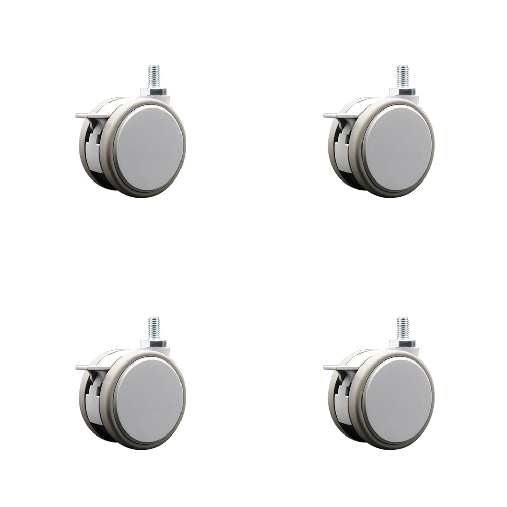 3 Inch MRI Safe Swivel Casters with Brakes – Quiet Non-Marking Gray Thermoplastic Rubber Twin Wheels – 3/8" - 16 TPI x 3/4" Threaded Stems – 264 lbs. Total Capacity – Set of 4 – Service Caster Brand — photo 1
