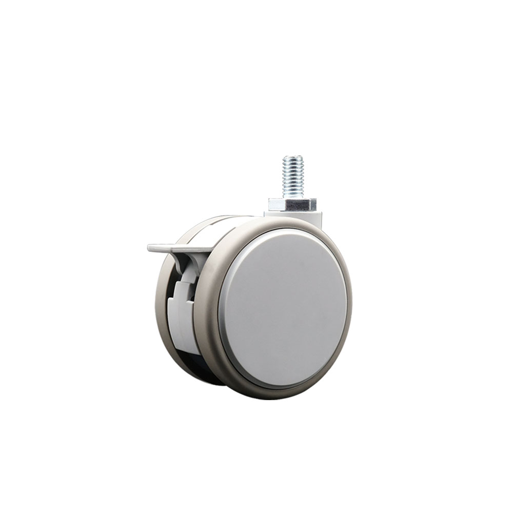 3 Inch MRI Safe Swivel Caster with Brake – Quiet Non-Marking Gray Thermoplastic Rubber Twin Wheels – 3/8" - 16 TPI x 3/4" Threaded Stem – 66 lbs. Capacity Per Caster – Service Caster Brand — photo 1