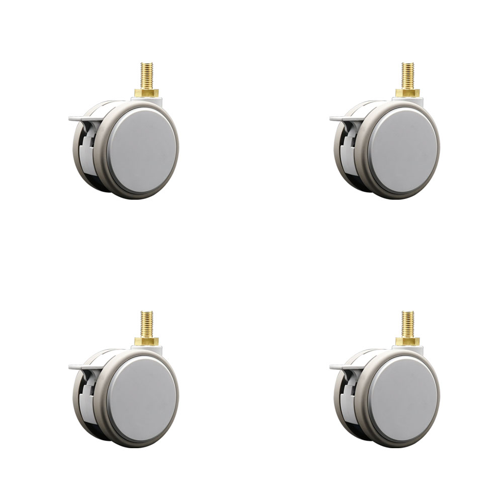 3 Inch MRI Safe Swivel Casters with Brakes – Quiet Non-Marking Gray Thermoplastic Rubber Twin Wheels – 10mm - 1.50 TPI x 22mm Threaded Stems – 264 lbs. Total Capacity – Set of 4 – Service Caster Brand — photo 1