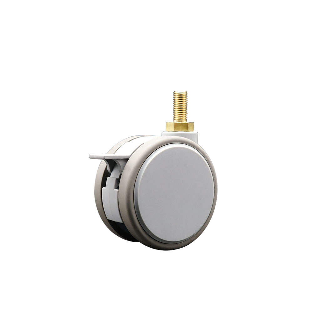 3 Inch MRI Safe Swivel Caster with Brake – Quiet Non-Marking Gray Thermoplastic Rubber Twin Wheels – 12mm - 1.75 TPI x 22mm Threaded Stem – 66 lbs. Capacity Per Caster – Service Caster Brand — photo 1
