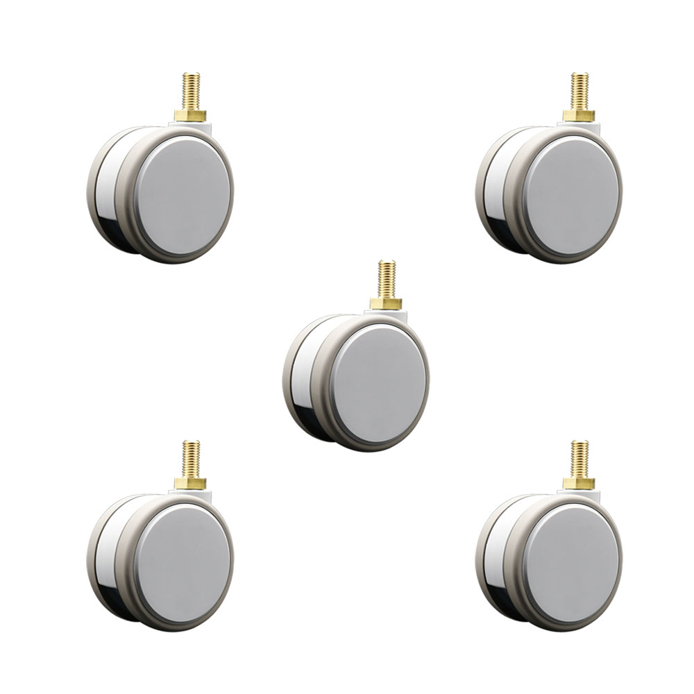 3 Inch MRI Safe Swivel Casters – Quiet Non-Marking Gray Thermoplastic Rubber Twin Wheels – 10mm - 1.50 TPI x 22mm Threaded Stems – 330 lbs. Total Capacity – Set of 5 – Service Caster Brand — photo 1