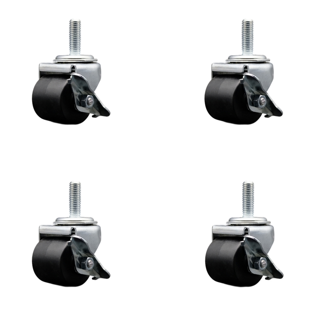 Service Caster Low Profile Polyolefin 2 Inch Wheel 1/2 Inch Threaded