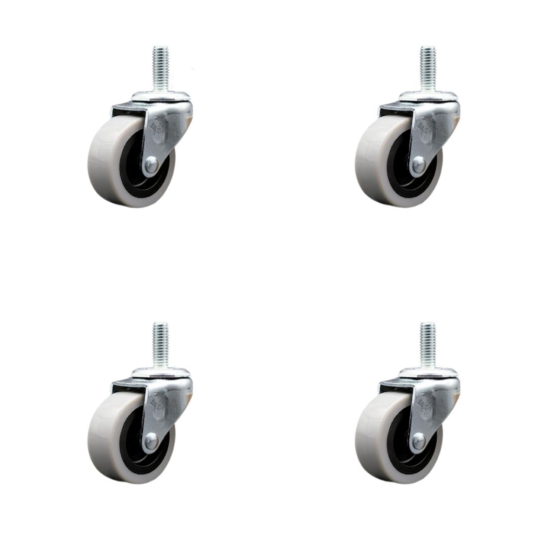 2 Inch Swivel Thermoplastic Rubber Caster Wheels and 3/8 Inch - 16 TPI x 1.5 Inch Threaded Stem Casters - 320 lbs. Total Capacity - Set of 4 - Service Caster Brand — photo 1