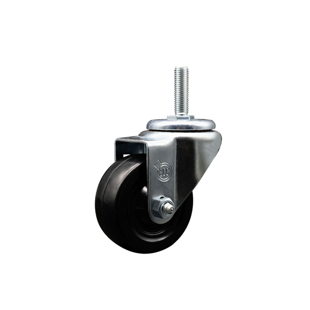 Hard Rubber Swivel Threaded Stem Caster w/3" x 1.25" Black Wheel and 5/8" Stem - 275 lbs Capacity/Caster - Service Caster Brand — photo 1