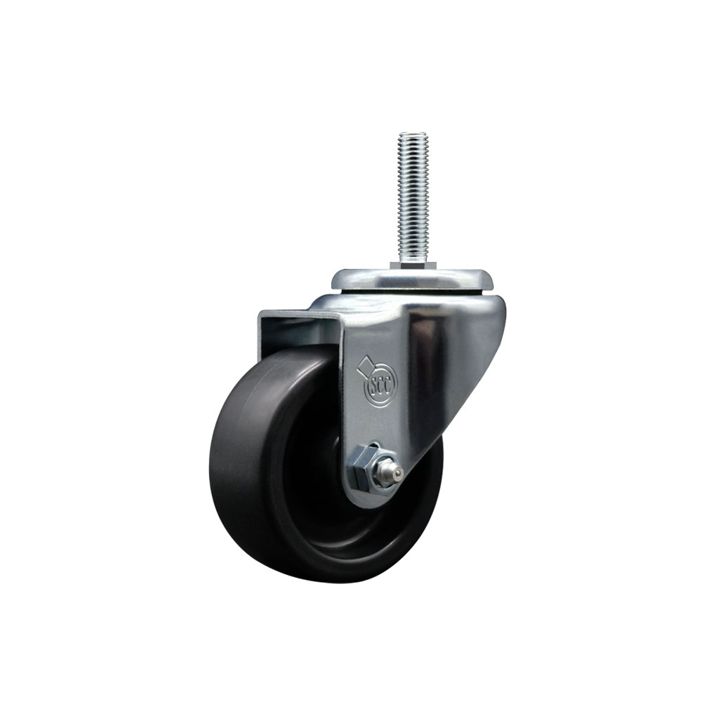 Service Caster Brand Replacement for Colson Caster 2.03354.52 MTG13 - Polyolefin Swivel Threaded Stem Caster with 3" Black Wheel and 5/8" x 1-3/4" Stem - 300 lbs Capacity/Caster — photo 1