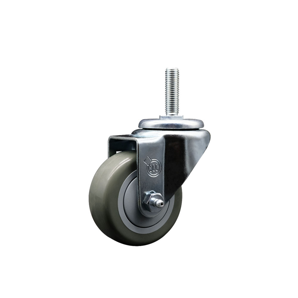 Polyurethane Swivel Threaded Stem Caster w/3" x 1.25" gray Wheel and 3/4" Stem - 300 lbs Capacity/Caster - Service Caster Brand — photo 1