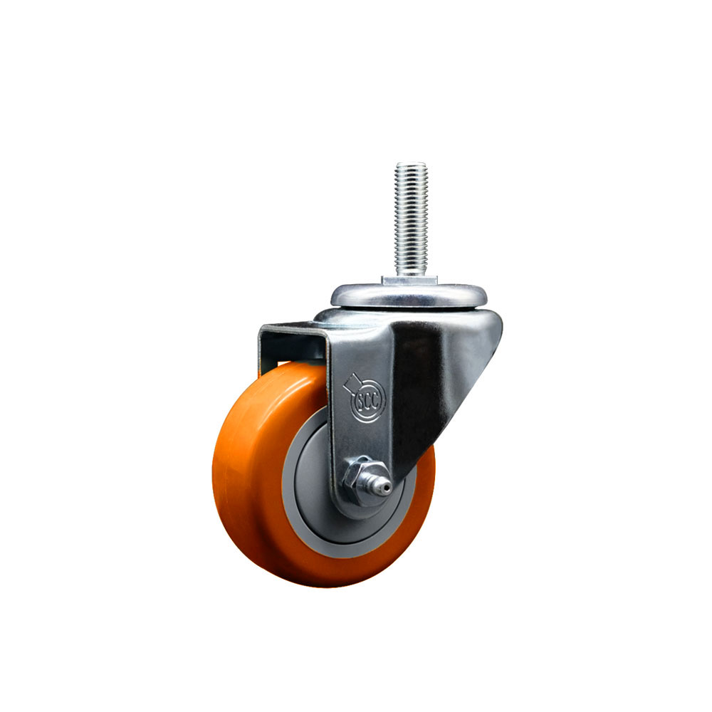 Polyurethane Swivel Threaded Stem Caster w/3" x 1.25" Orange Wheel and 5/8" Stem - 300 lbs Capacity/Caster - Service Caster Brand — photo 1