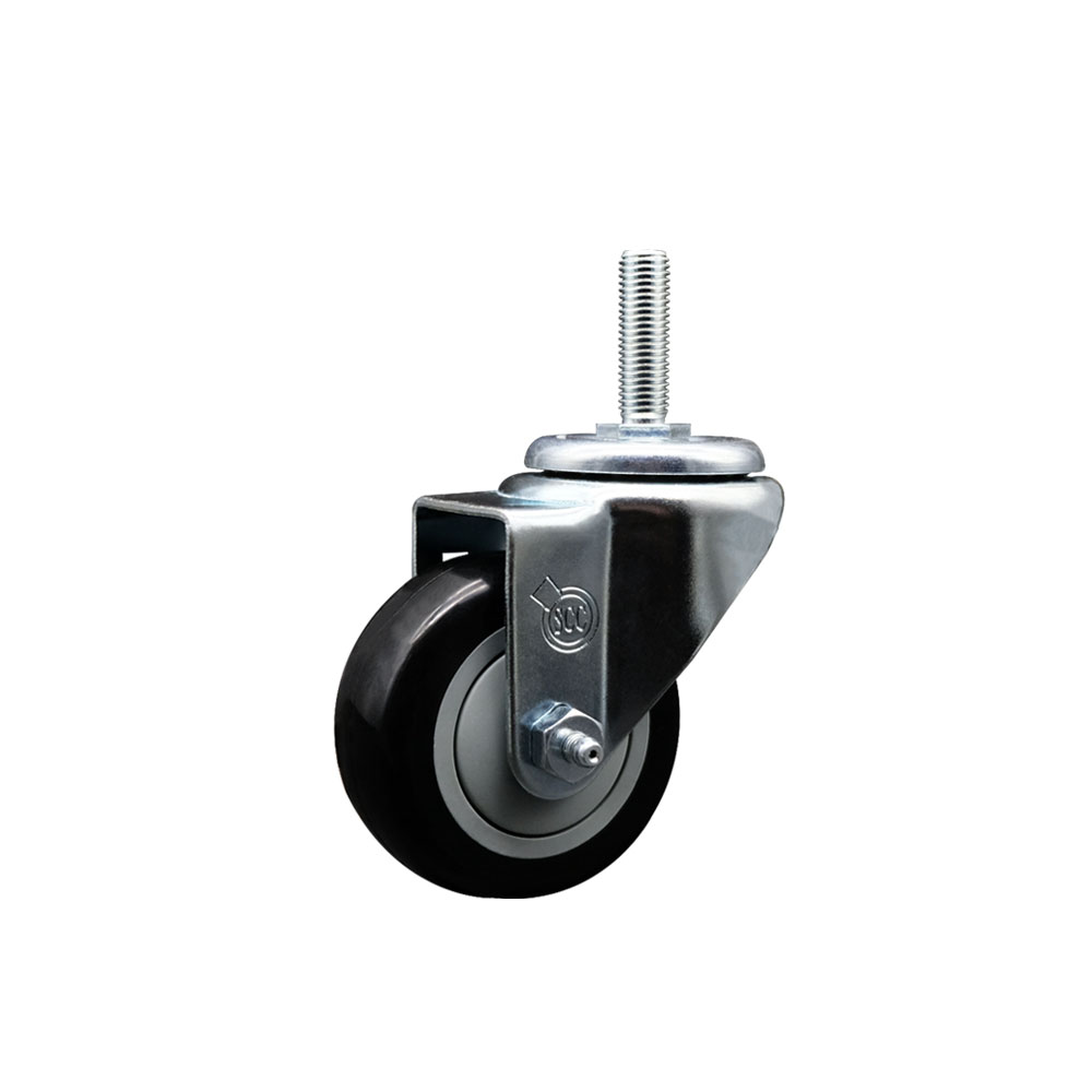 Polyurethane Swivel Threaded Stem Caster w/3" x 1.25" Black Wheel and 5/8" Stem - 300 lbs Capacity/Caster - Service Caster Brand — photo 1