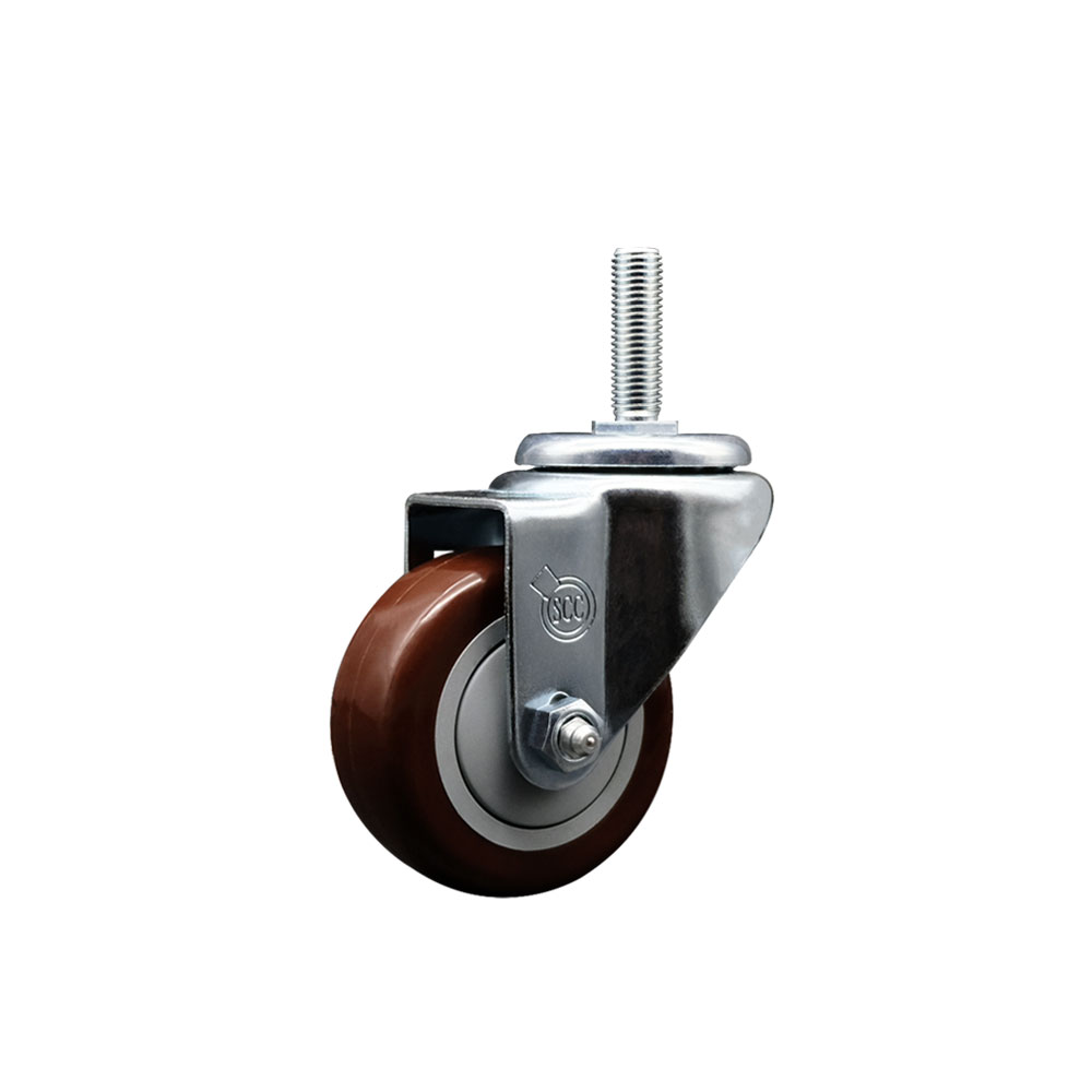 Polyurethane Swivel Threaded Stem Caster w/3" x 1.25" Maroon Wheel and 5/8" Stem - 300 lbs Capacity/Caster - Service Caster Brand — photo 1
