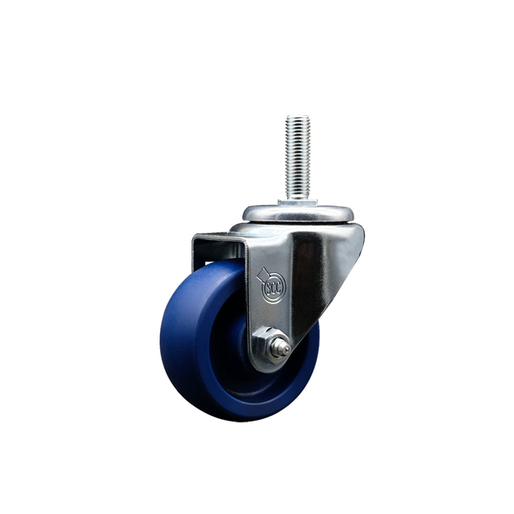 Solid Polyurethane Swivel Threaded Stem Caster w/3" x 1.25" Blue Wheel and 3/4" Stem - 300 lbs Capacity/Caster - Service Caster Brand — photo 1