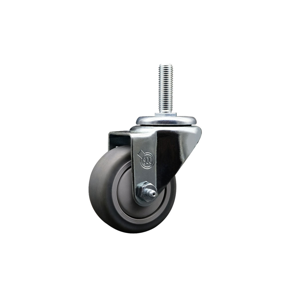 Thermoplastic Rubber Swivel Threaded Stem Caster - 3" x 1.25" Gray Wheel and 5/8" Stem - 210 lbs Capacity/Caster - Service Caster Brand — photo 1