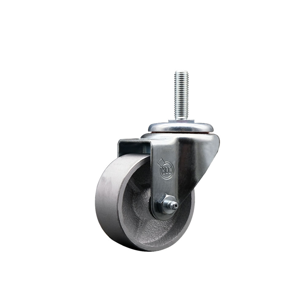 Semi Steel Cast Iron Swivel Threaded Stem Caster  - 3" x 1.25" Silver Wheel and 5/8" Stem - 300 lbs Capacity/Caster - Service Caster Brand — photo 1